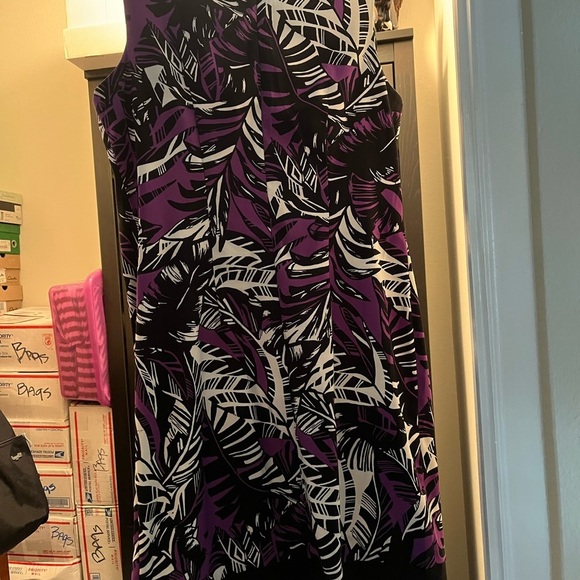 Alyx Black and Purple Leaf Print Dress - Picture 7 of 12